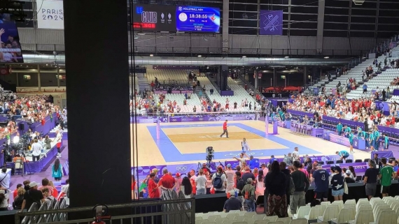 Arena Paris Sud w Paryżu tuż po półfinałowym meczu polskich siatkarzy z Amerykanami, 7.08.2024, fot. Jacek Dąbrowski