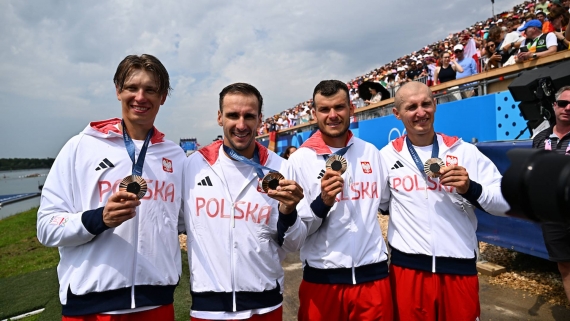 Polscy wioślarze zdobyli brązowy medal olimpijski w rywalizacji czwórek podwójnych, 31.07.2024, fot. Paweł Skraba/AZS
