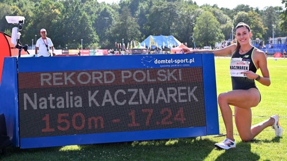 Natalia Kaczmarek pobiła rekord Polski i wygrała rywalizację w biegu na 150 metrów w Olsztynie, 1.09.2024, źródło: Polski Związek Lekkiej Atletyki