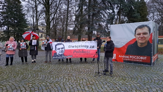 Akcja solidarności z Andrzejem Poczobutem w Białymstoku, 22.12.2024, fot. Joanna Szubzda