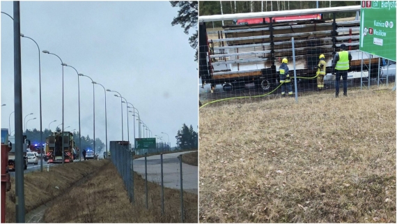 Pożar ciężarówki na DK8 w Jurowcu koło Białegostoku, 24.03.2025, źródło: Facebook/Kolizyjne Podlasie