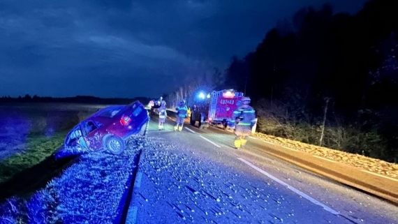 Wypadek w pobliżu miejscowości Szuszalewo, fot. KP PSP Sokółka