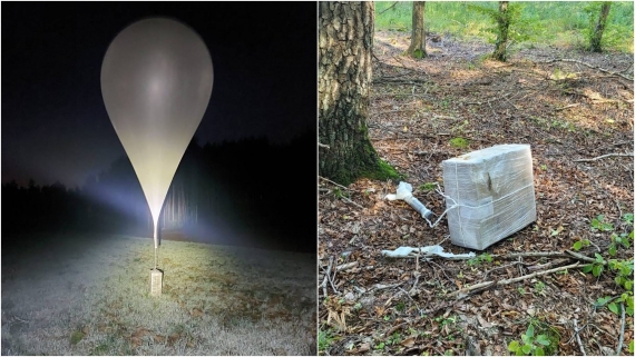 Balony meteorologiczne z nielegalną przesyłką, 20.09.2024, źródło: Straż Graniczna