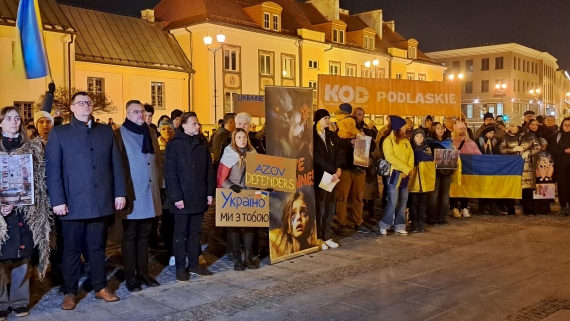 Akcja solidarnościowa na Rynku Kościuszki w 3. rocznicę rosyjskiej inwazji na Ukrainę, 24.02.2025, fot. Anna Petrovska