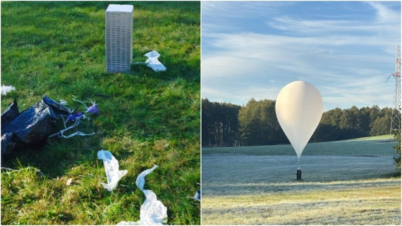 Przemytniczy balon znaleziony w miejscowości Sokolany, koło Sokółki, 17.10.2024, fot. KPP Sokółka