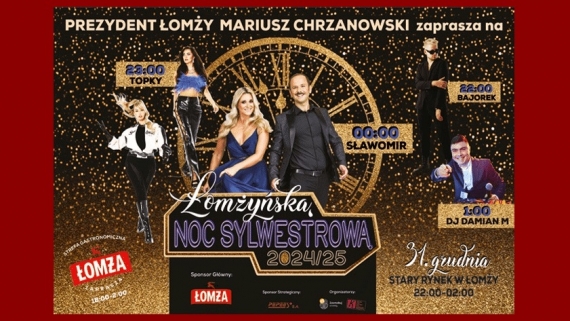 Impreza sylwestrowa na Starym Rynku w Łomży, 31.12.2024, fot. UM Łomża